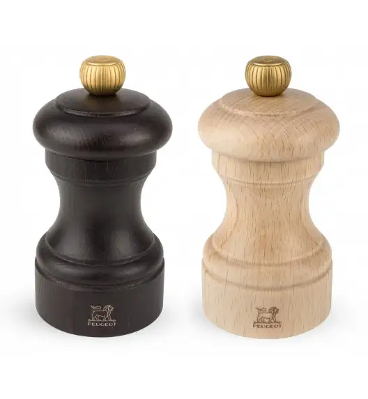 PEUGEOT BISTRO Komplet młynków do soli i pieprzu 10 cm / czekoladowy + naturalny / drewno 