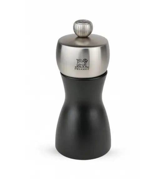PEUGEOT FIDJI Młynek do pieprzu 12 cm / czarny mat / drewno + stal nierdzewna