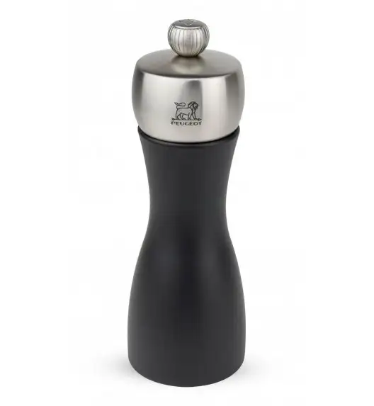 PEUGEOT FIDJI Młynek do soli 15 cm / czarny mat / drewno + stal nierdzewna