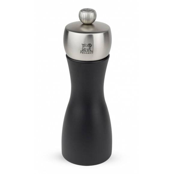 PEUGEOT FIDJI Młynek do soli 15 cm / czarny mat / drewno + stal nierdzewna