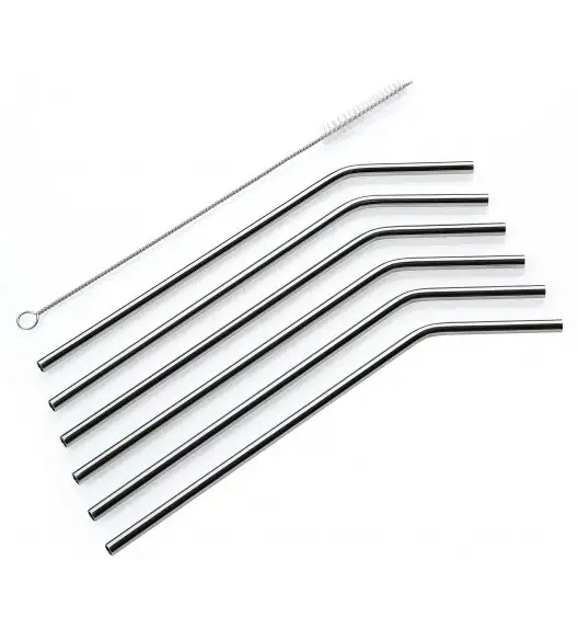 CILIO STEEL Stalowe słomki do napojów 6 szt. + szczoteczka do czyszczenia / FreeForm