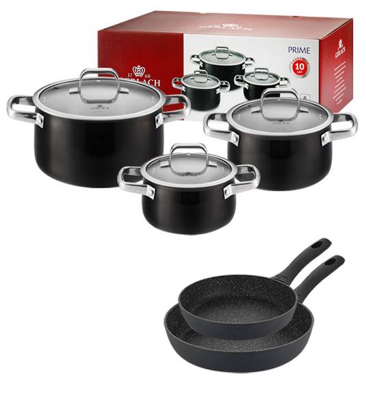 GERLACH PRIME Komplet Garnki z pokrywkami 6 el + patelnie Gerlach Granitex 20, 28 cm