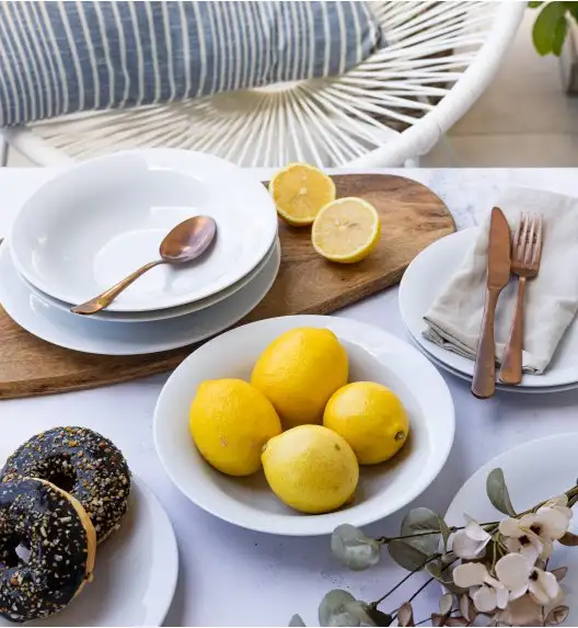 WYPRZEDAŻ! LUBIANA ETO MODERN BIAŁY Serwis obiadowy 18 el / 6 osób / porcelana dekorowana