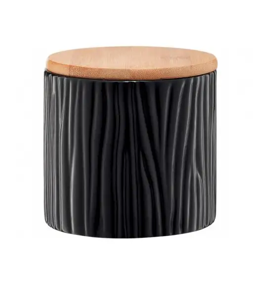 AMBITION TUVO Pojemnik z wytłoczeniami z bambusową pokrywką 670 ml / czarny / ceramika