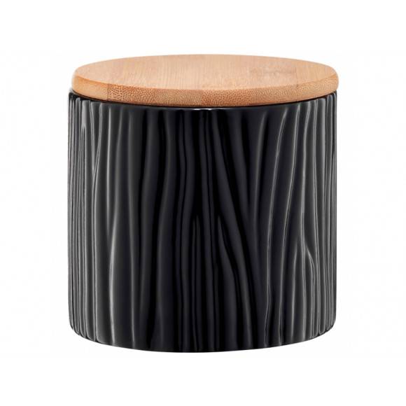 AMBITION TUVO Pojemnik z wytłoczeniami z bambusową pokrywką 670 ml / czarny / ceramika