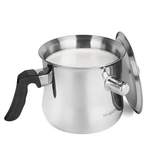 KönigHOFFER Garnek do gotowania mleka z gwizdkiem i pokrywką 1,5 L / stal nierdzewna / indukcja