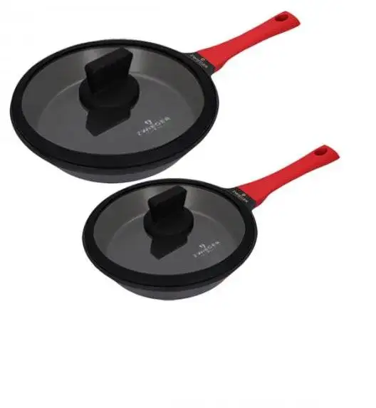 ZWIEGER OBSIDIAN Komplet patelni z pokrywkami / powłoka GREBLON non- stick / 24, 28 cm