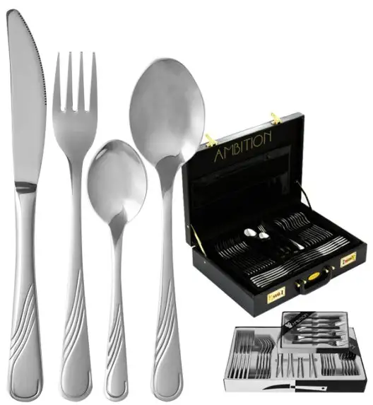 AMBITION NAPOLI Sztućce Komplet 102 elementy walizka + flok / 18 osób