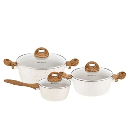 AMBITION NATURE Komplet garnki z pokrywkami 6 el (16, 20, 24) cm / powłoka nieprzywierająca