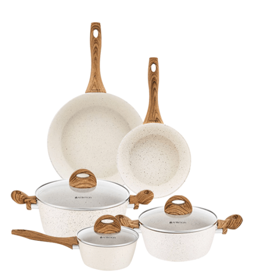 AMBITION NATURE Komplet garnków z pokrywkami 6 el + patelnie Nature 20, 28 cm
