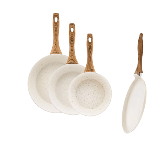 AMBITION NATURE Komplet patelni z powłoką nieprzywierającą Ø20, 24, 28 cm + Patelnia naleśnikowa Nature 28 cm