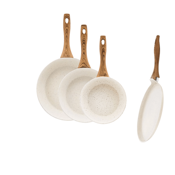AMBITION NATURE Komplet patelni z powłoką nieprzywierającą Ø20, 24, 28 cm + Patelnia naleśnikowa Nature 28 cm