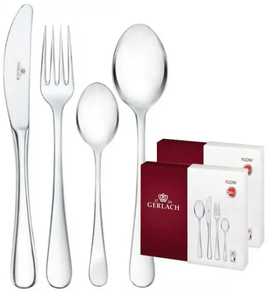 GERLACH FLOW Sztućce Komplet 120 el (2x60) pudełko / 24 osób / połysk