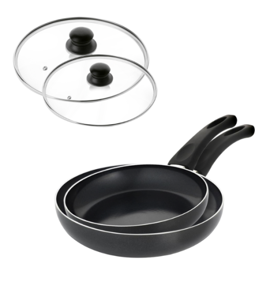 GERLACH INITIAL Komplet patelni z powłoką ceramiczną EXCILON 24, 28 cm + pokrywki / indukcja