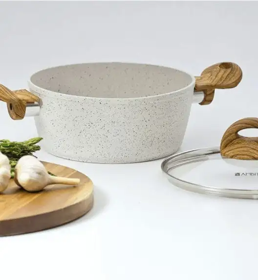 AMBITION NATURE Komplet garnków z pokrywkami 6 el + patelnie Nature 20, 24 cm + Wok 26 cm