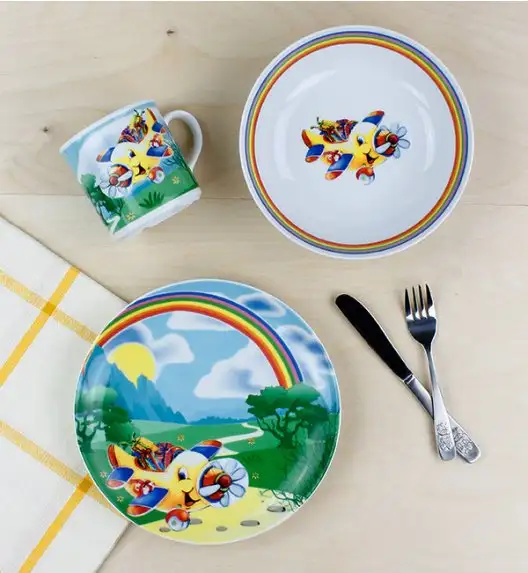 LUBIANA SAMOLOTY Komplet obiadowy dla dzieci 3 el 
