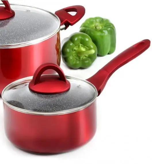 AMBITION JASPER Komplet garnków z pokrywkami 8 el (16, 20, 24, 28) cm + patelnie (20, 24, 28) cm / nieprzywierająca powłoka / indukcja