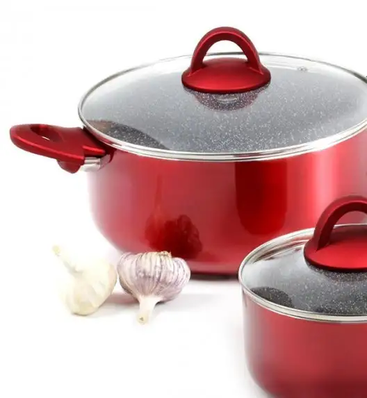 AMBITION JASPER Komplet garnków z pokrywkami 8 el (16, 20, 24, 28) cm + patelnie (20, 24, 28) cm / nieprzywierająca powłoka / indukcja