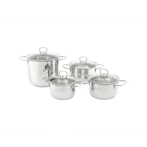 WYPRZEDAŻ! AMBITION DALLAS Komplet garnków z pokrywkami 8 el / stal nierdzewna / 68793