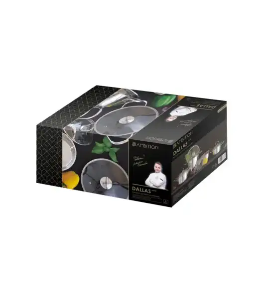 WYPRZEDAŻ! AMBITION DALLAS Komplet garnków z pokrywkami 8 el / stal nierdzewna / 68793