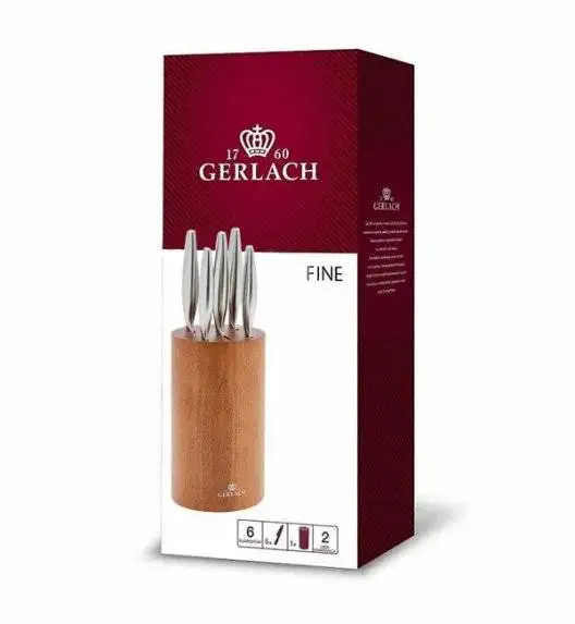 GERLACH FINE Komplet 5 noży w bloku + ostrzałka 2w1
