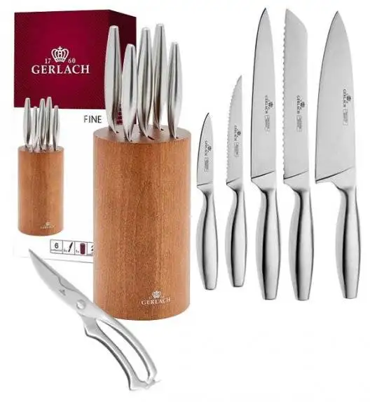 GERLACH FINE Komplet 5 noży w bloku + nożyce do drobiu