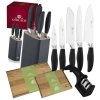 GERLACH STYLE PLUS Komplet 5 noży w bloku + ostrzałka 2w1 + komplet desek dębowych