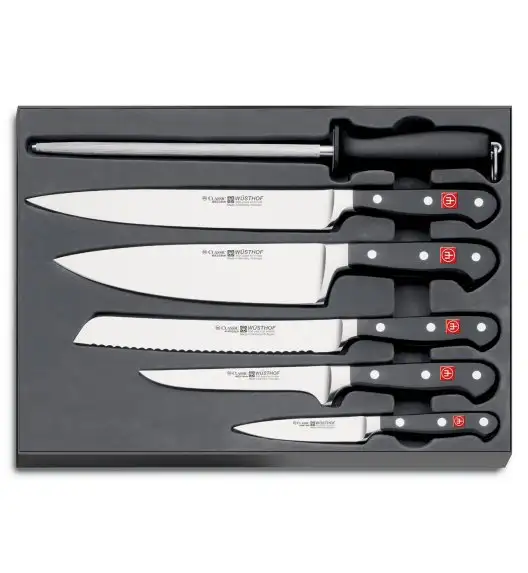 WÜSTHOF CLASSIC Zestaw noży w pudełku / 6 elementów / stal kuta