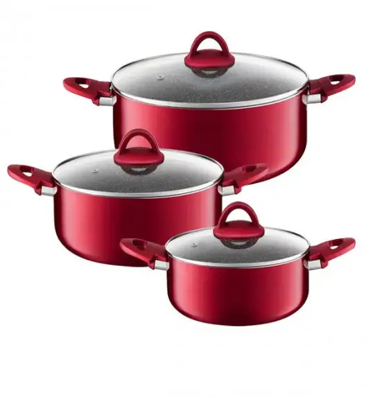AMBITION JASPER Komplet garnków z pokrywkami 6el (20, 24, 28) cm / nieprzywierająca powłoka / indukcja