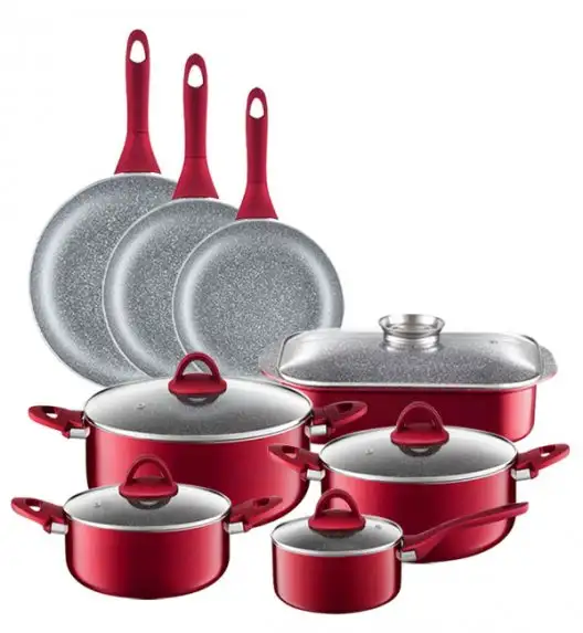 AMBITION JASPER Komplet garnków z pokrywkami 8el (16, 20, 24, 28) cm + patelnie (20, 24, 26) cm + brytfanna / nieprzywierająca powłoka / indukcja