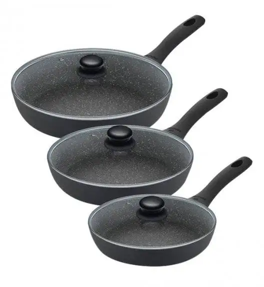 GERLACH GRANITEX Zestaw patelni z powłoką ceramiczną ILAG XERA DUR 2, 20, 24, 28 cm z pokrywkami / 6 elementów / aluminium