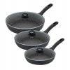 GERLACH GRANITEX Zestaw patelni z powłoką ceramiczną ILAG XERA DUR 2, 20, 24, 28 cm z pokrywkami / 6 elementów / aluminium