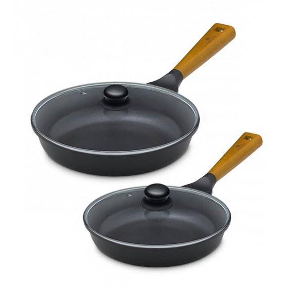 GERLACH NATUR Komplet patelni z powłoką ceramiczną ILAG® Non-Stick / 24, 28 cm + pokrywki 24, 28 cm