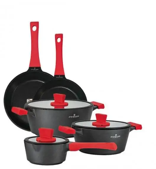 ZWIEGER OBSIDIAN Komplet garnków z pokrywkami 6 el + patelnie Zwieger Obsidian 24, 28 cm 