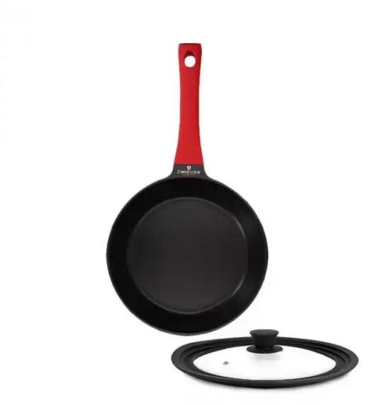ZWIEGER OBSIDIAN Patelnia 24 cm powłoką GREBLON non- stick + pokrywka uniwersalna Tadar