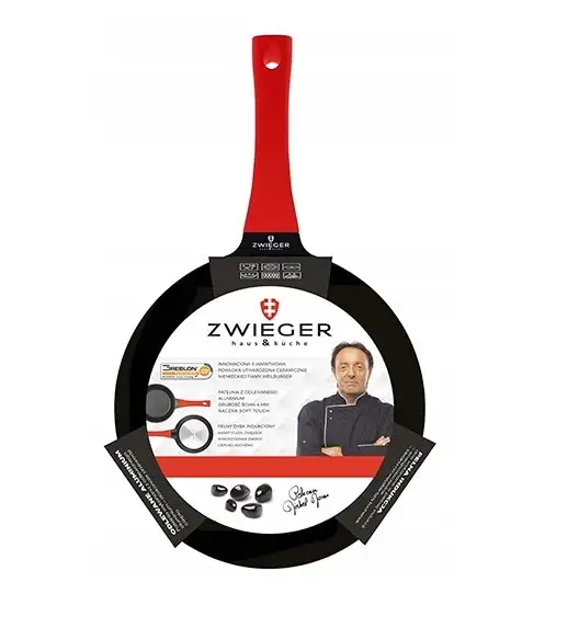 ZWIEGER OBSIDIAN Komplet patelni 24, 28 cm + pokrywki + patelnia grillowa 28 cm / powłoka GREBLON non- stick