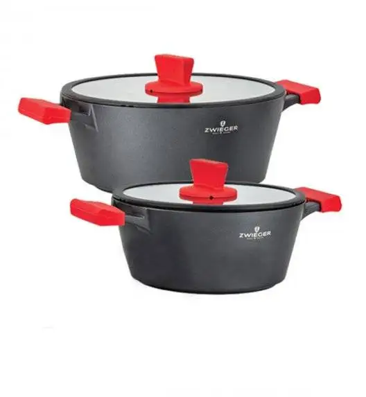 ZWIEGER OBSIDIAN Komplet garnków z pokrywkami 3 L, 5 L / GREBLON C3+