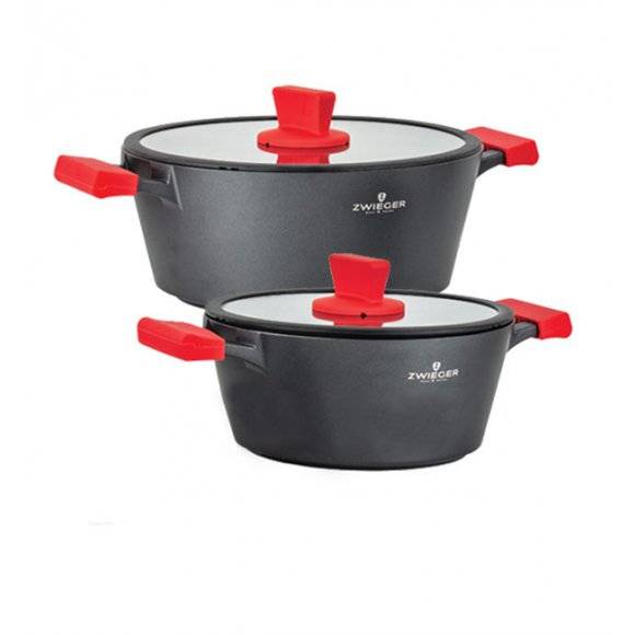 ZWIEGER OBSIDIAN Komplet garnków z pokrywkami 3 L, 5 L / GREBLON C3+