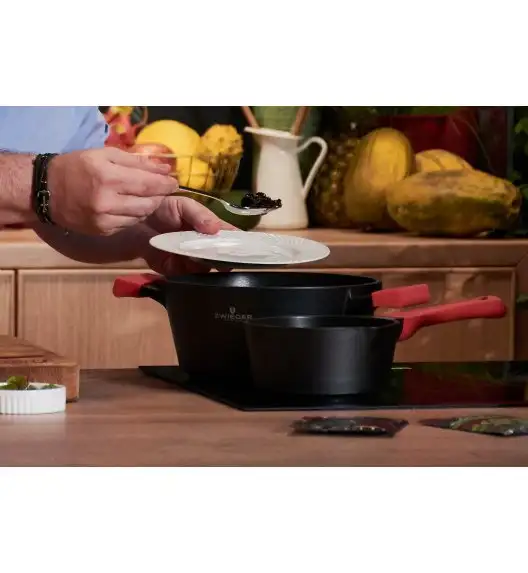 ZWIEGER OBSIDIAN Komplet garnków z pokrywkami 3 L, 5 L / GREBLON C3+