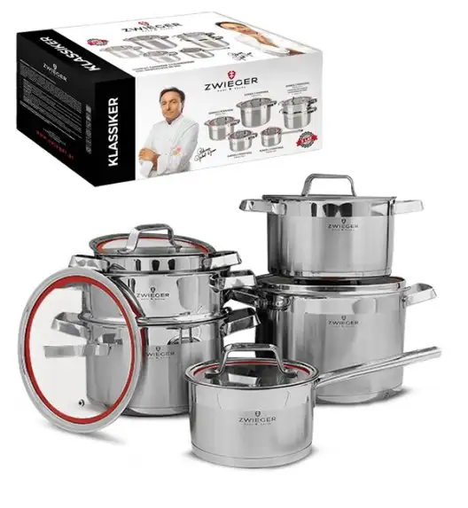 ZWIEGER KLASSIKER Komplet garnków z pokrywkami 11 el / stal nierdzewna SS 304 