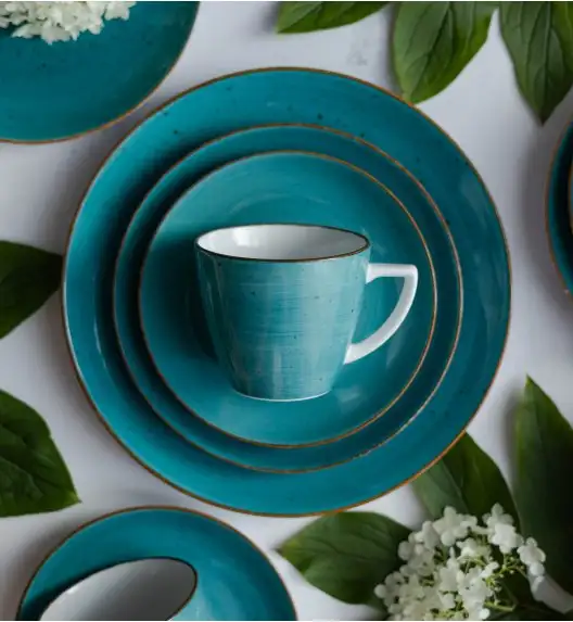 LUBIANA BOSS 6630L Serwis obiadowo - kawowy 30 el / 6 osób / morski / porcelana ręcznie malowana