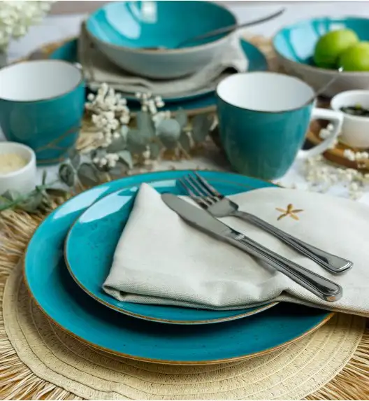 LUBIANA BOSS 6630L Serwis obiadowo - kawowy 30 el / 6 osób / morski / porcelana ręcznie malowana