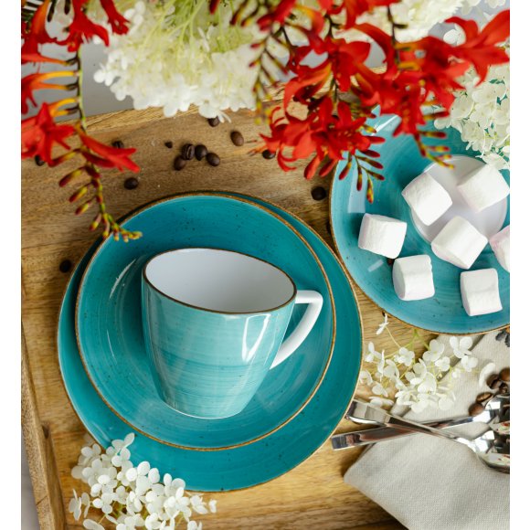 LUBIANA BOSS 6630L Serwis obiadowo - kawowy 120 el / 24 osoby / morski / porcelana ręcznie malowana