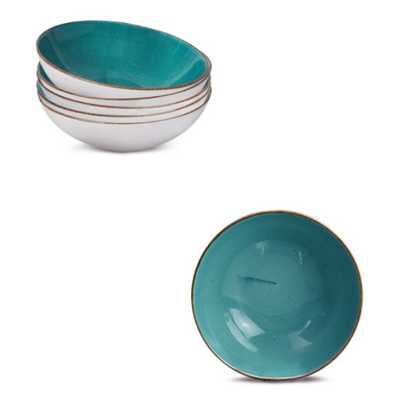 LUBIANA BOSS 6630L Komplet Talerze głębokie 18 cm / 6 os / 6 el / morski / porcelana ręcznie malowana