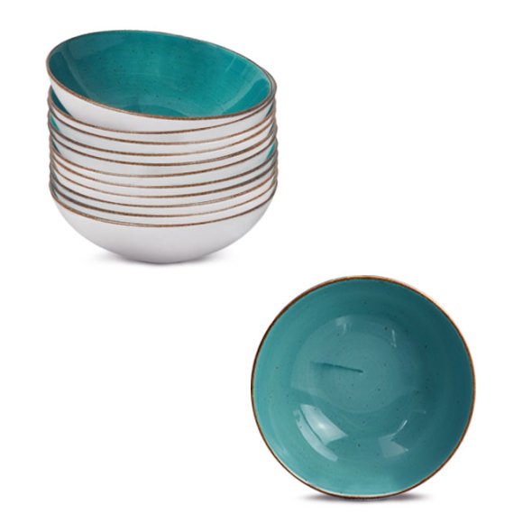 LUBIANA BOSS 6630L Komplet Talerze głębokie 18 cm / 12 os / 12 el / morski / porcelana ręcznie malowana