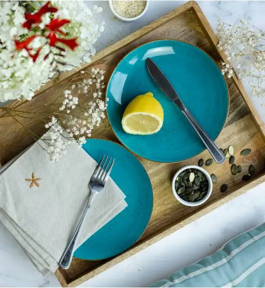 LUBIANA BOSS 6630L Komplet Talerze deserowe 20,5 cm / 6 os / 6 el / morski / porcelana ręcznie malowana