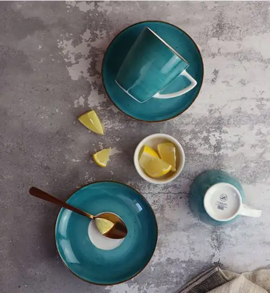 LUBIANA BOSS 6630L Filiżanka 200 ml + spodek / morski / porcelana ręcznie malowana