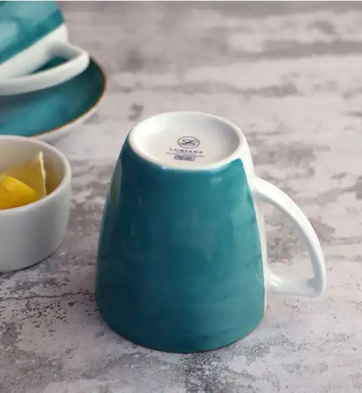LUBIANA BOSS 6630L Filiżanka 200 ml + spodek / morski / porcelana ręcznie malowana
