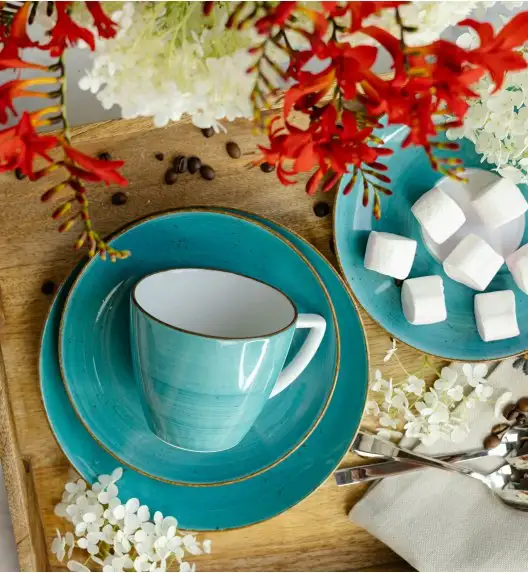 LUBIANA BOSS 6630L Komplet Filiżanka 350 ml + spodek / 6 os / 12 el / morski / porcelana ręcznie malowana