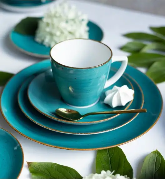 LUBIANA BOSS 6630L Komplet Filiżanka 350 ml + spodek / 12 os / 24 el / morski / porcelana ręcznie malowana